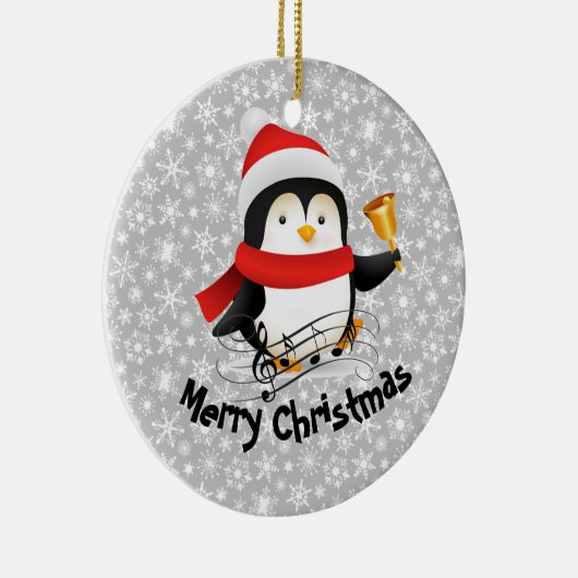 Frohe Weihnachtspinguin Keramik Ornament (Rechts)