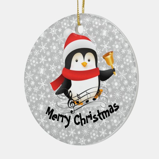 Frohe Weihnachtspinguin Keramik Ornament (Links)