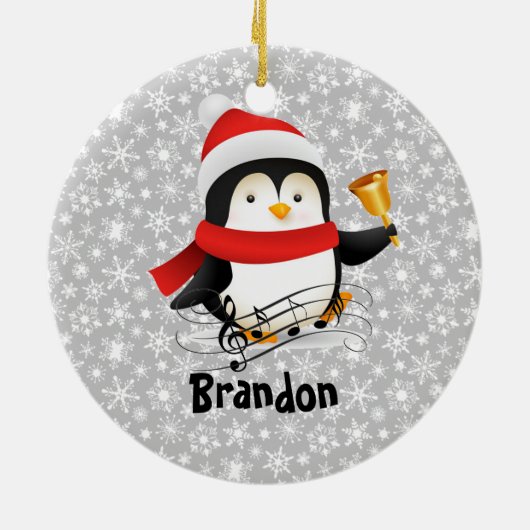 Frohe Weihnachtspinguin Keramik Ornament (Hinten)