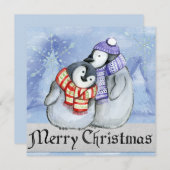 Frohe Weihnachtspinguine Feiertagskarte (Vorne/Hinten)