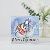 Frohe Weihnachtspinguine Feiertagskarte (Stehend Vorderseite)