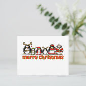Frohe Weihnachtspinguine Feiertagspostkarte (Stehend Vorderseite)
