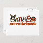 Frohe Weihnachtspinguine Feiertagspostkarte (Vorne/Hinten)