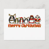 Frohe Weihnachtspinguine Feiertagspostkarte (Vorderseite)
