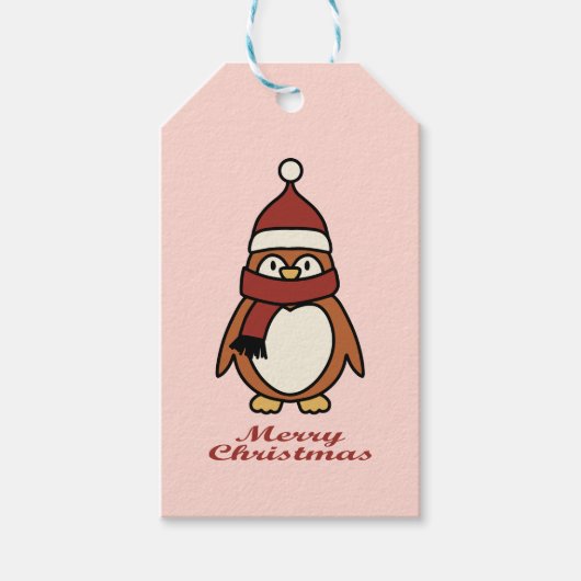 Frohe Weihnachtspinguine Geschenkanhänger (Vorderseite)