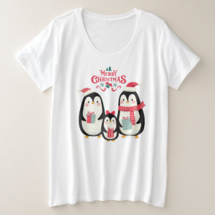 Frohe Weihnachtspinguine Große Größe T-Shirt