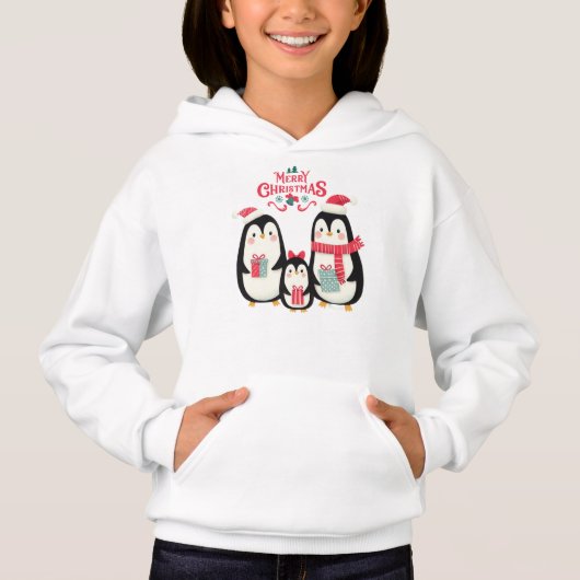 Frohe Weihnachtspinguine Hoodie (Vorderseite)