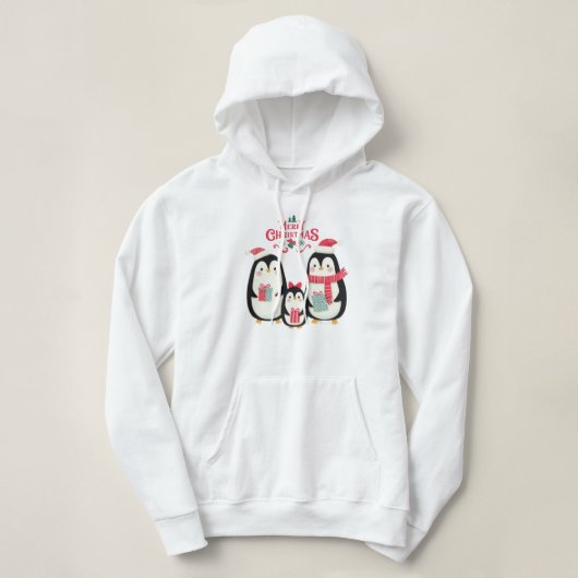Frohe Weihnachtspinguine Hoodie (Design vorne)