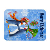 Frohe Weihnachtspinguine in Liebe unter Mistletoe Magnet (Horizontal)