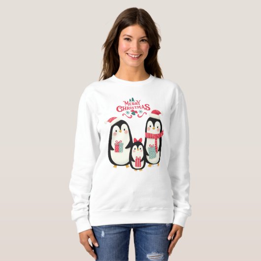 Frohe Weihnachtspinguine Sweatshirt (Vorne ganz)