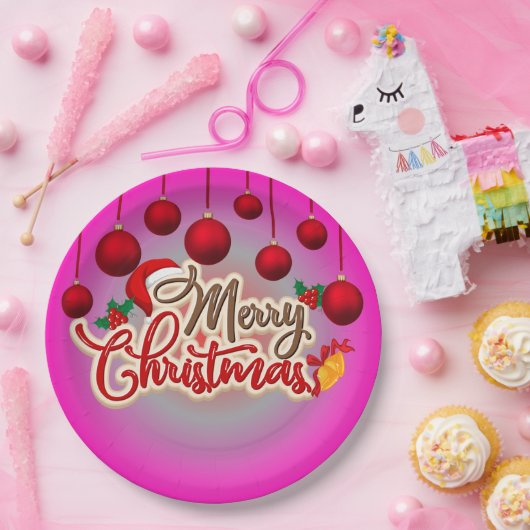Frohe Weihnachtsplatte Pappteller (Party)