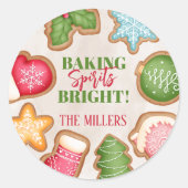Frohe Weihnachtsplätzchen backen Runder Aufkleber (Vorderseite)