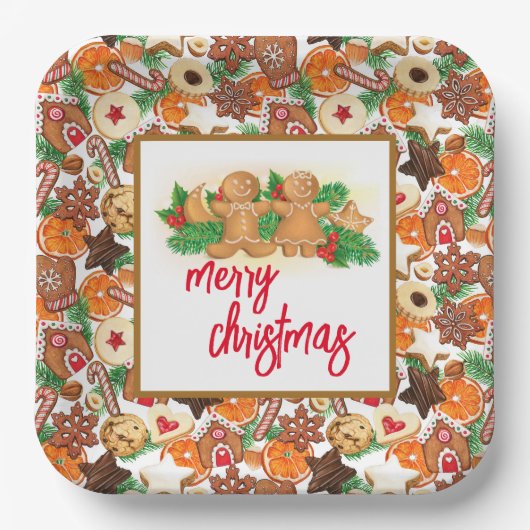 Frohe Weihnachtsplätzchen Pappteller (Vorderseite)