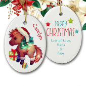Frohe Weihnachtspony Kids Keramik Ornament