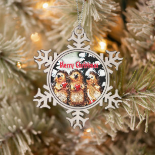 Frohe Weihnachtsporcupine Schneeflocken Zinn-Ornament