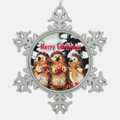 Frohe Weihnachtsporcupine Schneeflocken Zinn-Ornament (Vorderseite)