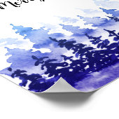 Frohe Weihnachtsposter. Blaue Winterlandschaft. Poster (Ecke)