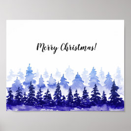 Frohe Weihnachtsposter. Blaue Winterlandschaft. Poster