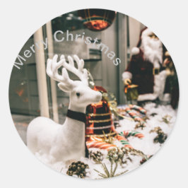 Frohe Weihnachtspostkarte Runder Aufkleber
