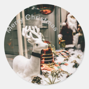 Frohe Weihnachtspostkarte Runder Aufkleber