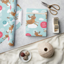 Frohe Weihnachtsprancing Rentier Wrapping Paper Geschenkpapier