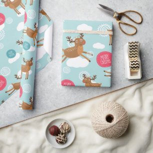 Frohe Weihnachtsprancing Rentier Wrapping Paper Geschenkpapier