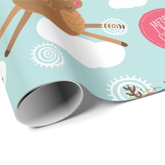 Frohe Weihnachtsprancing Rentier Wrapping Paper Geschenkpapier (Rolleneckpunkt)