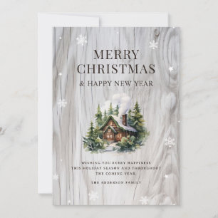 Frohe Weihnachtsprobe Kabine Rustikale Holzschneef Feiertagskarte