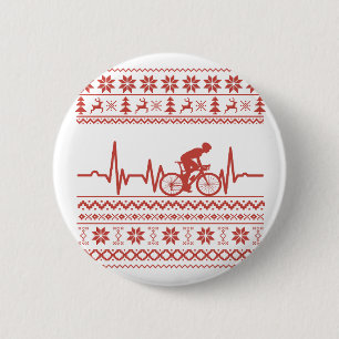 Frohe Weihnachtspulli auf dem Fahrrad Button