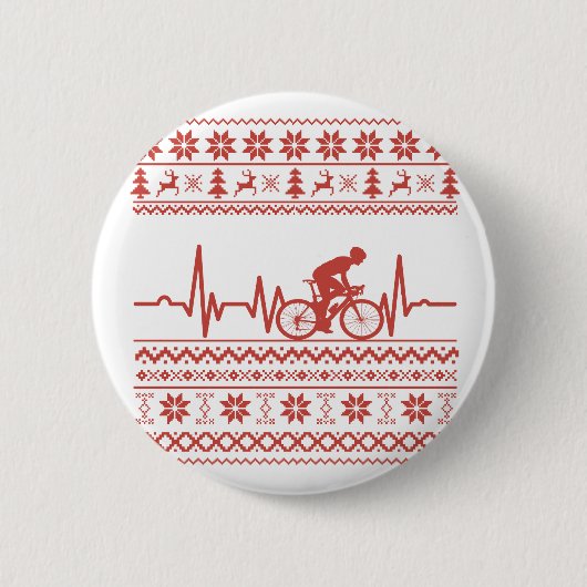 Frohe Weihnachtspulli auf dem Fahrrad Button (Vorderseite)