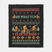 Frohe Weihnachtspulli auf dem Fahrrad Fleecedecke (Vorderseite)