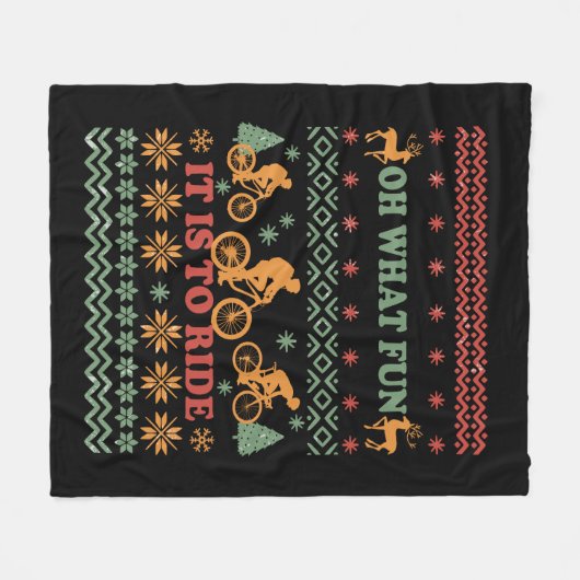 Frohe Weihnachtspulli auf dem Fahrrad Fleecedecke (Vorderseite (Horizontal))