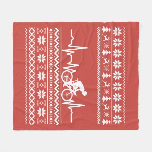 Frohe Weihnachtspulli auf dem Fahrrad Fleecedecke (Vorderseite (Horizontal))