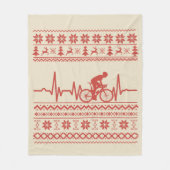 Frohe Weihnachtspulli auf dem Fahrrad Fleecedecke (Vorderseite)