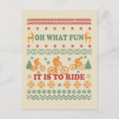 Frohe Weihnachtspulli auf dem Fahrrad Postkarte (Vorderseite)
