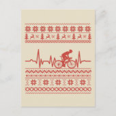 Frohe Weihnachtspulli auf dem Fahrrad Postkarte (Vorderseite)