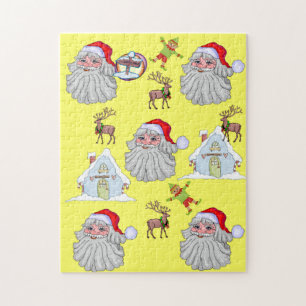 Frohe Weihnachtspuzzle Vintag Santa Elf Rentier Puzzle