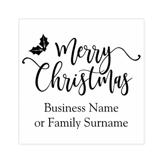 Frohe Weihnachtsquote Typografie und Holly Branche Gummistempel (Prägung)