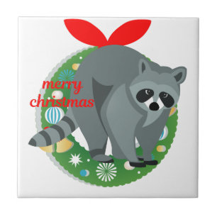 Frohe Weihnachtsracoon Fliese