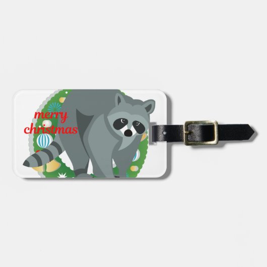 Frohe Weihnachtsracoon Gepäckanhänger (Vorderseite horizontal)
