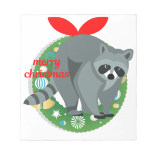 Frohe Weihnachtsracoon Notizblock