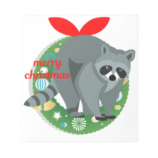 Frohe Weihnachtsracoon Notizblock (Vorderseite)