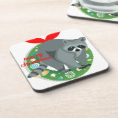 Frohe Weihnachtsracoon Untersetzer (Linke Seite)