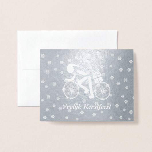 Frohe Weihnachtsradfahrer Dutch Foil Card Folienkarte (Vorderseite mit Umschlag)
