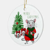 Frohe Weihnachtsratte Keramik Ornament (Links)