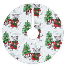 Frohe Weihnachtsratte Polyester Weihnachtsbaumdecke