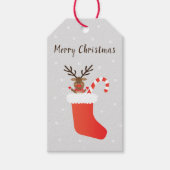 Frohe Weihnachtsreiniger in einem Strumpf Geschenkanhänger (Vorderseite)