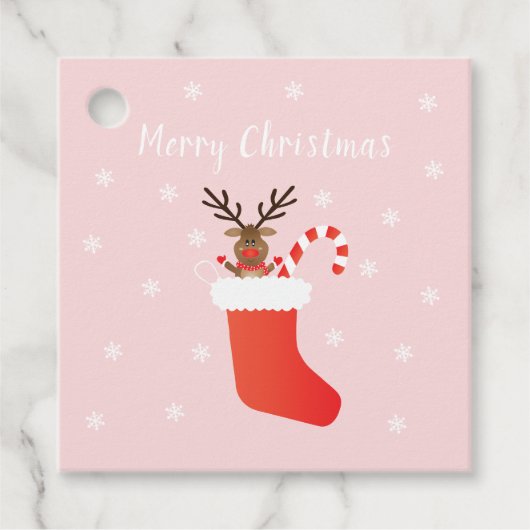 Frohe Weihnachtsreiniger in einem Strumpf Geschenkanhänger (Vorderseite)