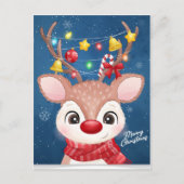 Frohe Weihnachtsreiniger mit Lichtern Postkarte (Vorderseite)