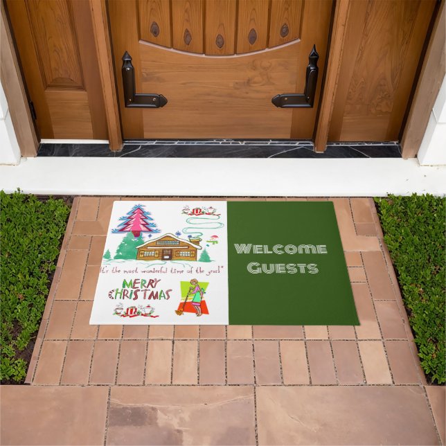 Frohe Weihnachtsreinigung Lady Matt Doormat Fußmatte (Außenbereich)